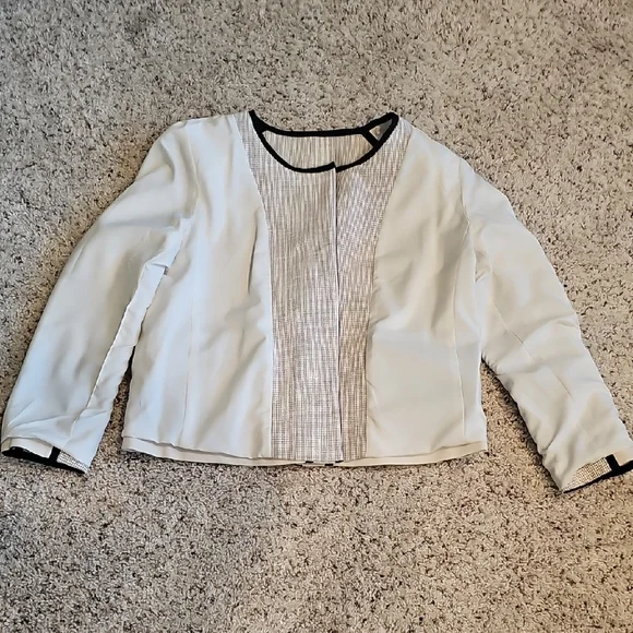 Ann Taylor black and ivory blazer sz 8 - Picture 11 of 13